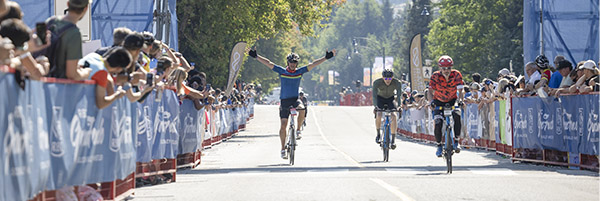 Riders crossing the finish line